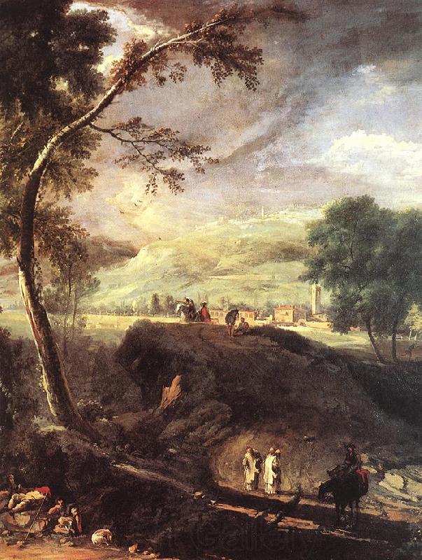 RICCI, Marco Landscape with River and Figures (detail) Germany oil painting art